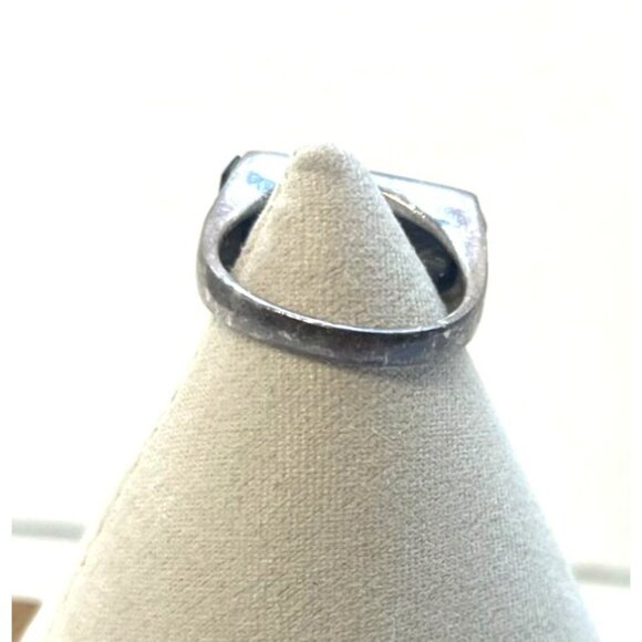 Vintage 925 Sterling Silver Art Deco Marcasite Onyx Ring Sz 8 Tramp Art Nouveau - Picture 3 of 6